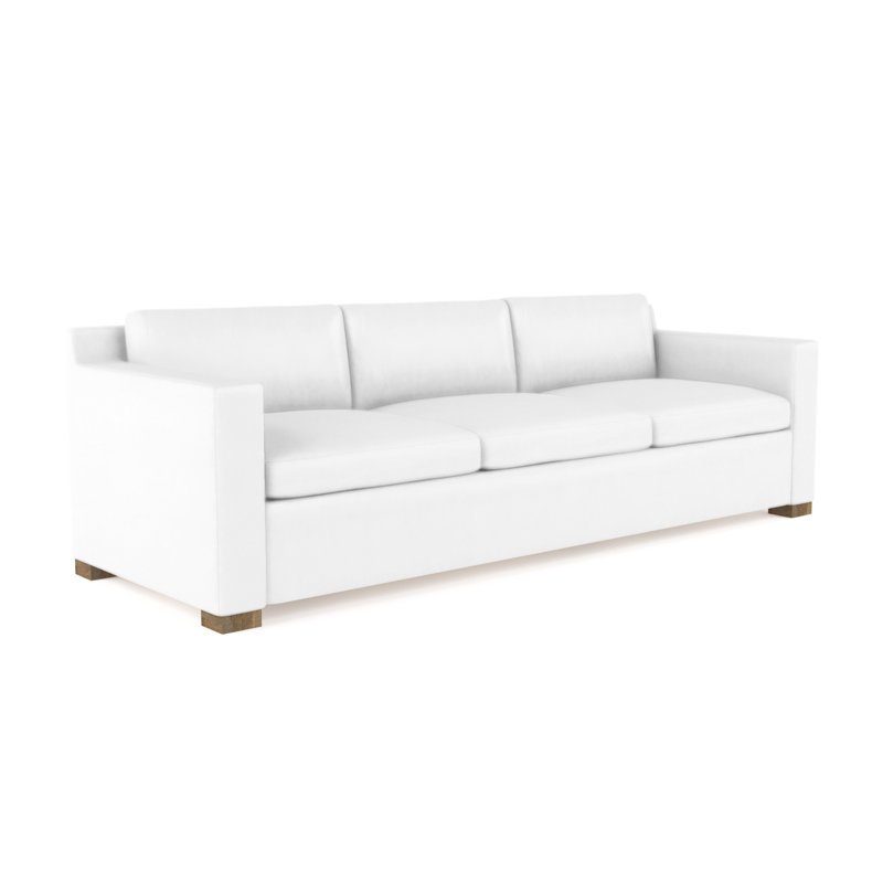 Canapé Mercer, H 33,5 po x l 108 po x P 39 po, Cuir rétro blanc, Patiné