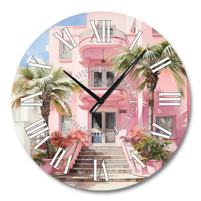 Horloge murale rose rose Miami Artful Facades II