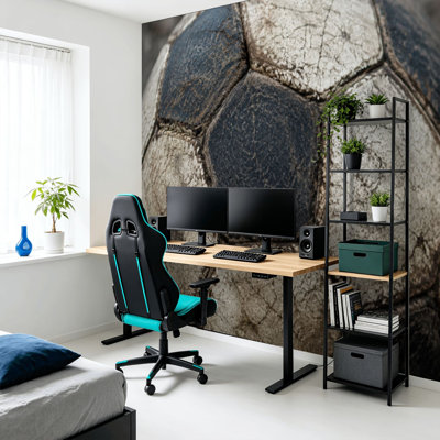 Peel and Stick Wallpaper 69" L x 96" W Modern Self Adhesive Wall Mural for Bedroom - With Old Soccer Print