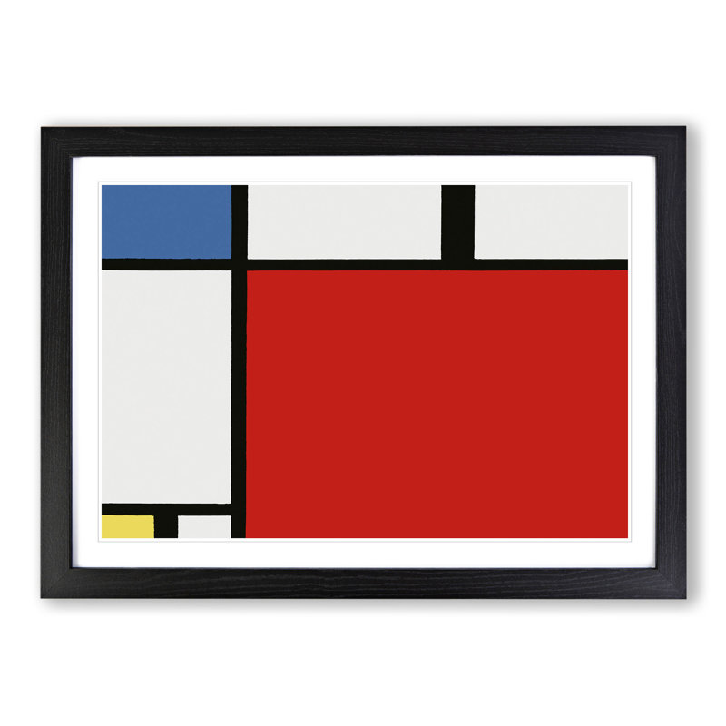 Composition Vol.2 by Piet Mondrian - Picture Frame Graphic Art, Black Framed, 48cm H x 65cm W x 2cm D