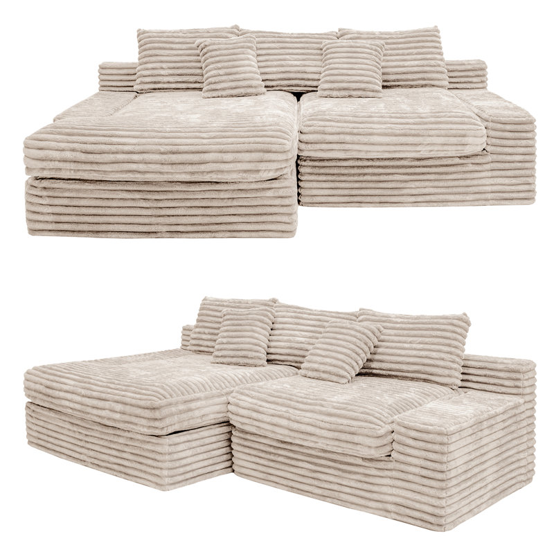 Canapé modulaire en forme de L de Boneless, Left Hand Facing, Beige Corduroy