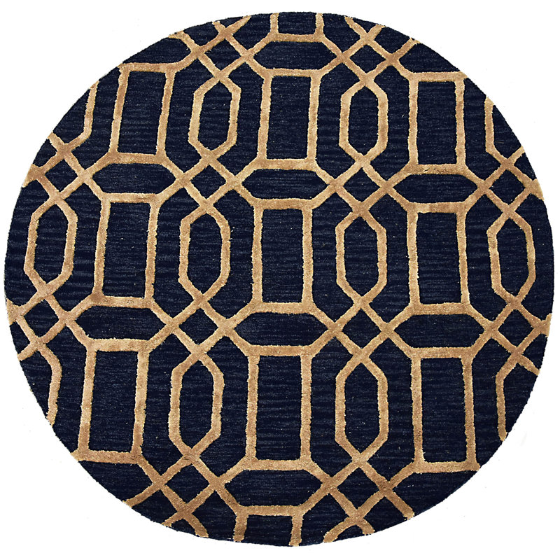 Vegas Geometric Hand Woven Area Rug, Round 150cm
