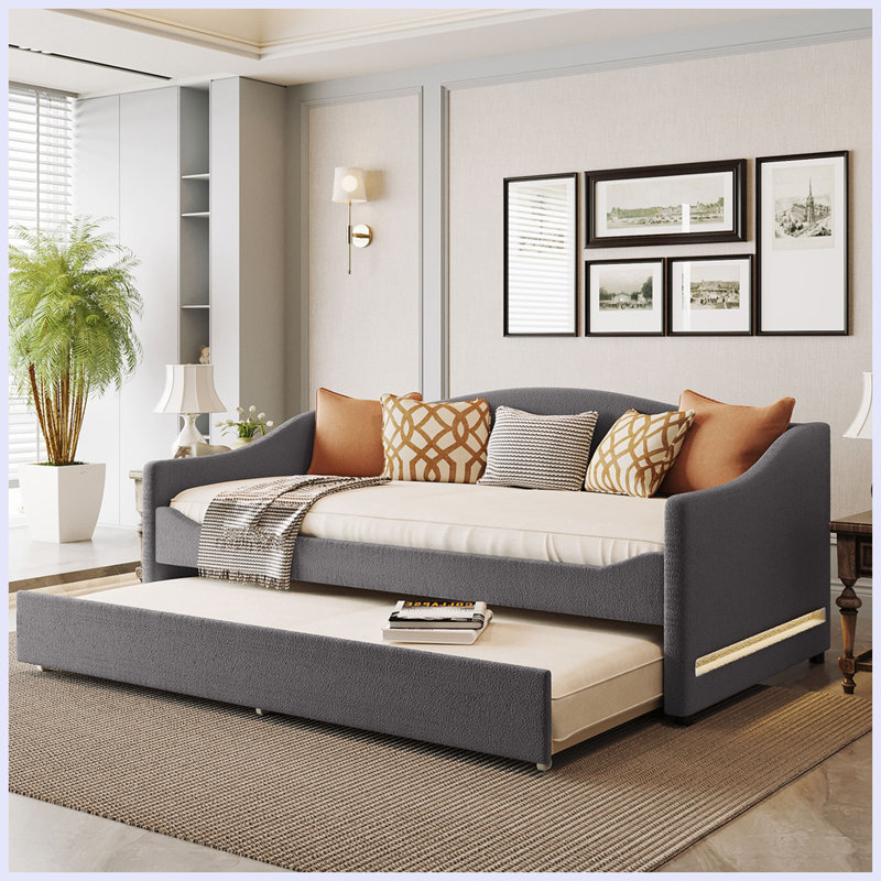 Lit de jour avec couchette Magnotti, Lit simple, Gris