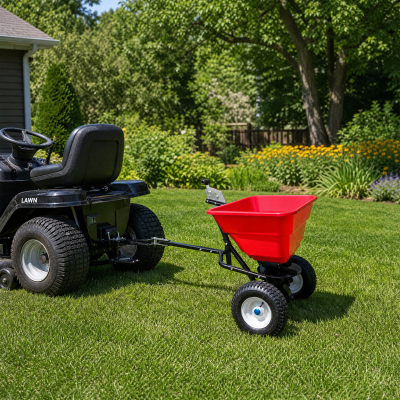 Metal + Plastic Broadcast Seeder, Red/Black
