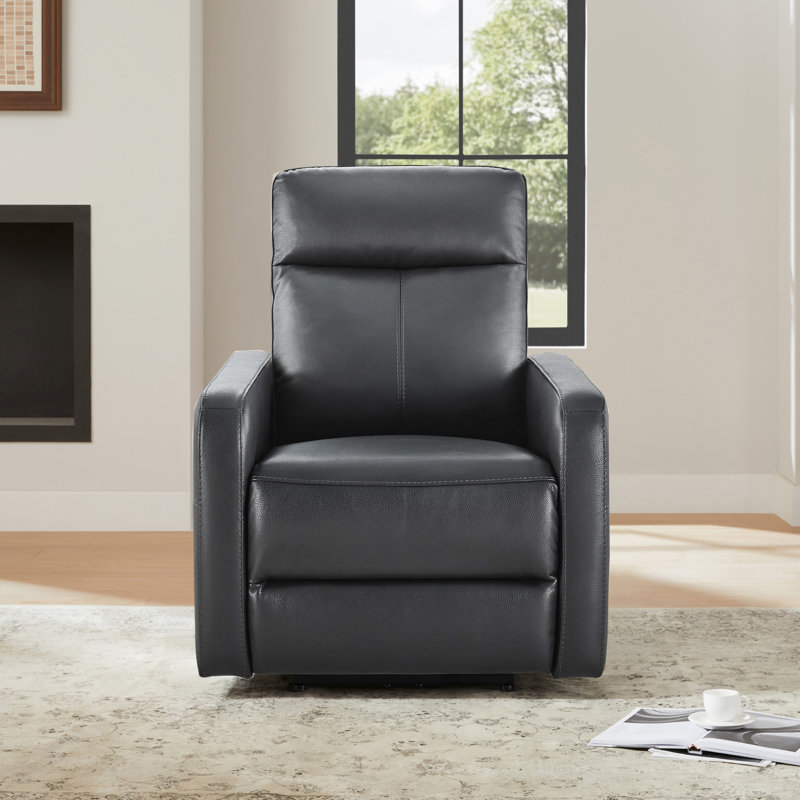 Fauteuil inclinable électrique en cuir véritable Leena, Bleu