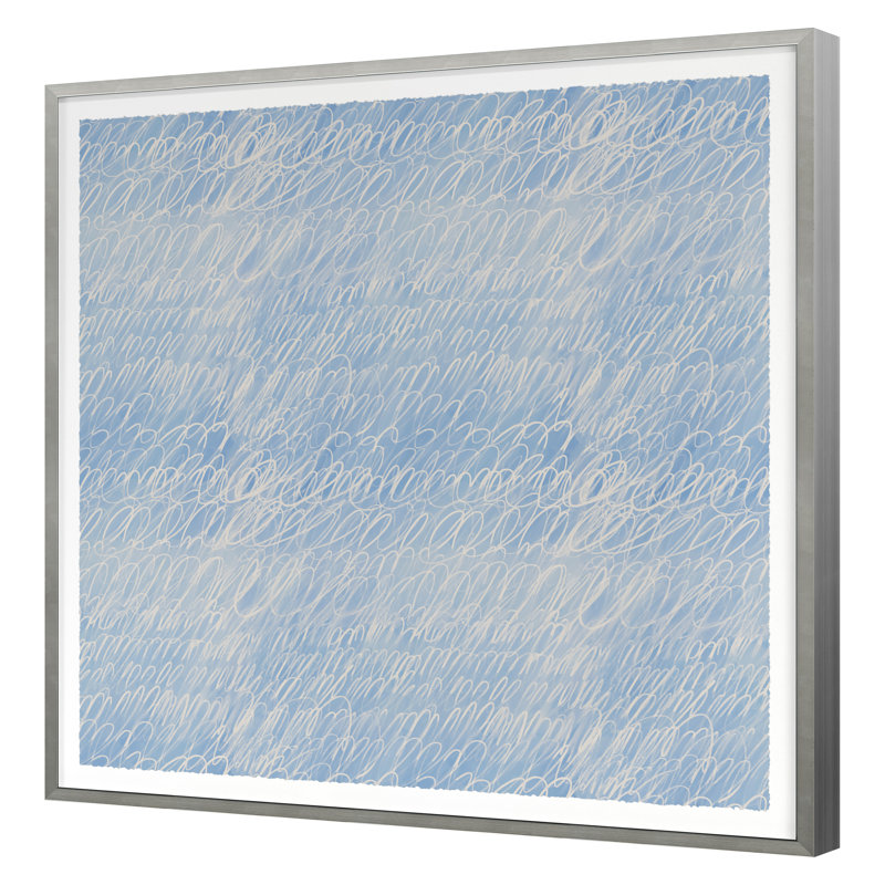 «Cy Scribble In Blue» par Stramel, Renee, H 40 po x l 40 po, Blanc