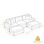 Canapé modulaire rembourré en velours côtelé gris clair 5 pièces Milbrey avec repose-pieds et coussins décoratifs Milbrey-799372312