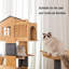 Structure d'escalade à hauteur réglable pour chat. Multi-niveaux. Fabriqué avec une planche multicouche en pin. Tapis en flanelle sur des tablettes pour le confort. La conception verticale économise de l'espace. Aucun perçage requis