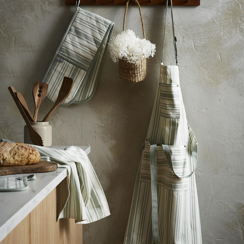 Sage Stripe Stripe Tea Towel Kitchen Towel