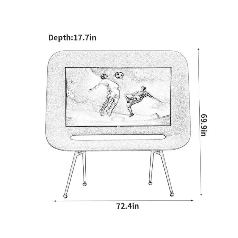 Crédence de rangement simple avec meuble télé 72,4 po Simple Creative, Blanc crème, 69.9”H x 72.4”L x 17.7”W