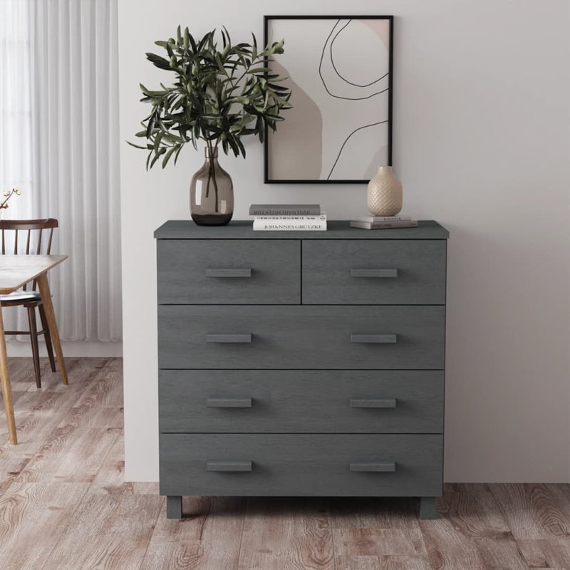 Hamar Sideboard Bar Buffet Console Cabinet with Drawers HAMAR Solid Wood Pine, Dark Gray