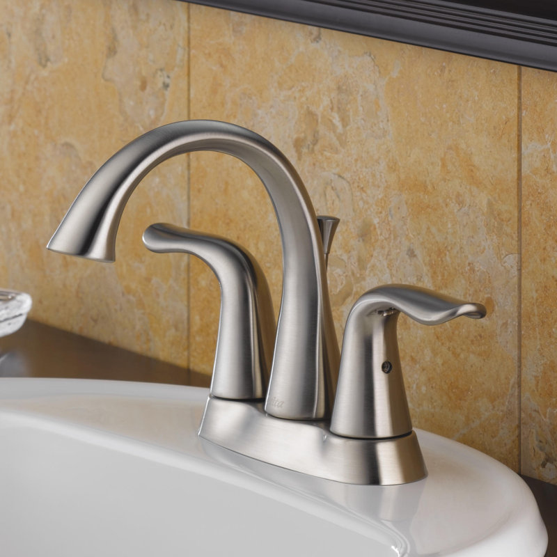 Lahara Centerset Bathroom Faucet with Drain Assembly, 2-handle Bathroom Sink Faucet, Brilliance Stainless