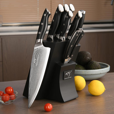 Nanfang Brothers Damascus Steel Knife Block Set