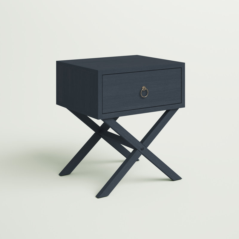 Ballentine End Table with Storage, Brushed Denim