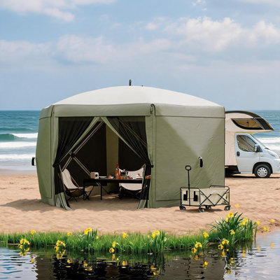 13FT Pop-Up Gazebo, with Mosquito Netting & Removable Wind Cloths, 6-Sided