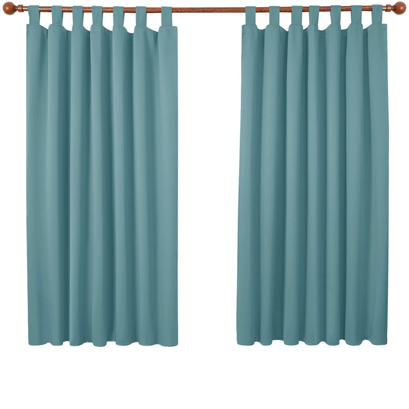 Quennie Polyester Blackout Tab Top Curtain Pair, 42cm Width x 160cm Drop