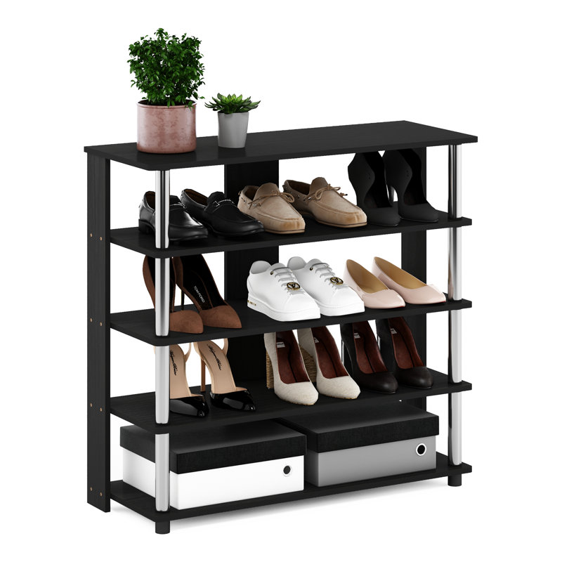 12 Pair Shoe Rack, Americano/Chrome
