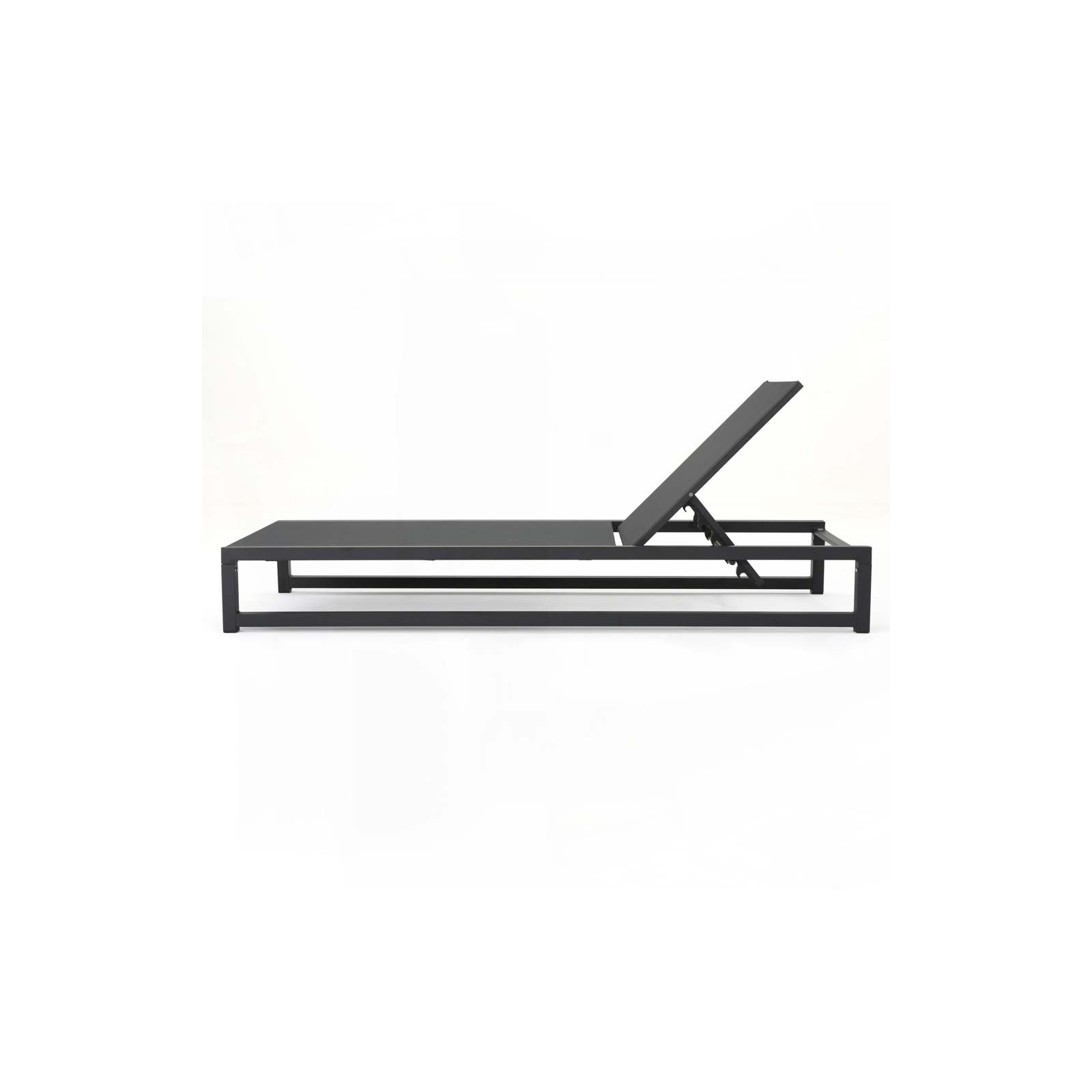 Quinn Aluminum Outdoor Chaise Lounge, Black/Gray