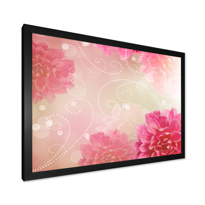 Fleurs roses abstraites, reproduction d'art moderne sur toile, H 8 po x l 12 po x P 1 po, Cadre photo noir