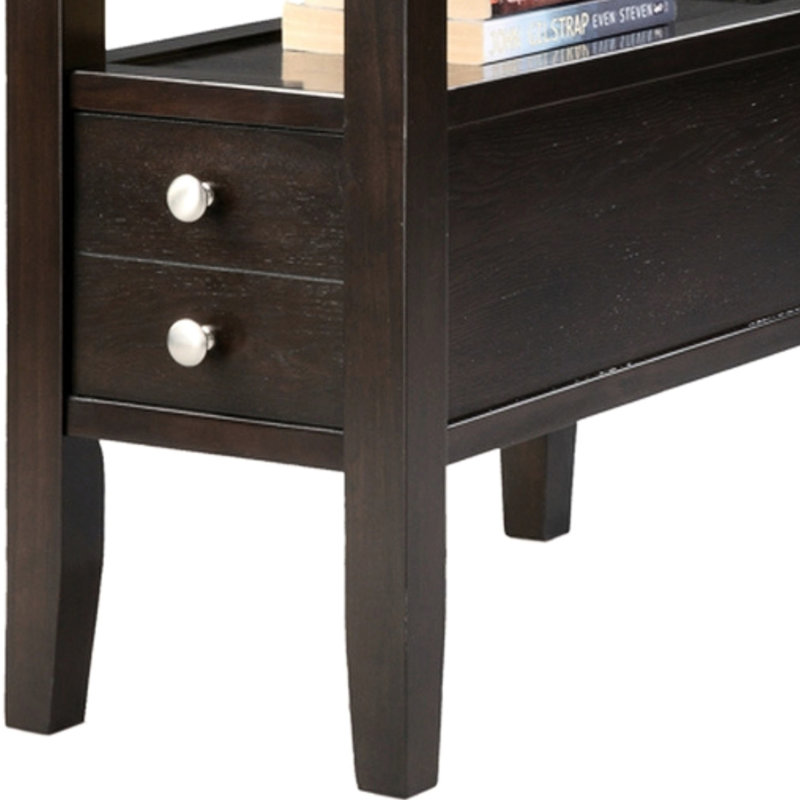 Grande table de bout en bois 24 po, 2 tiroirs, ton traditionnel, capacité de charge de 250 lb