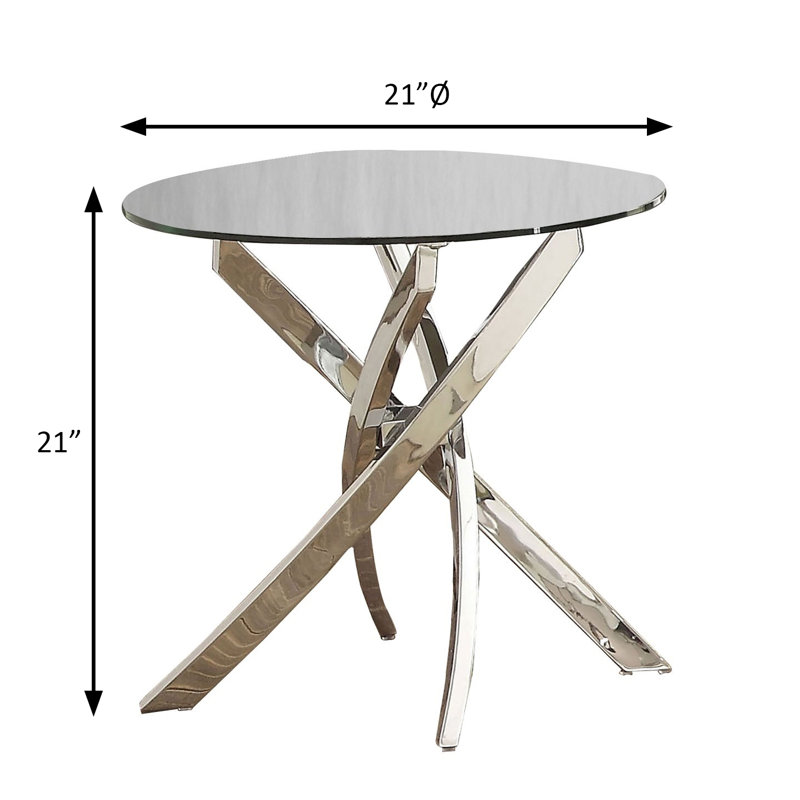 21" W Contemporary End Table, Chrome
