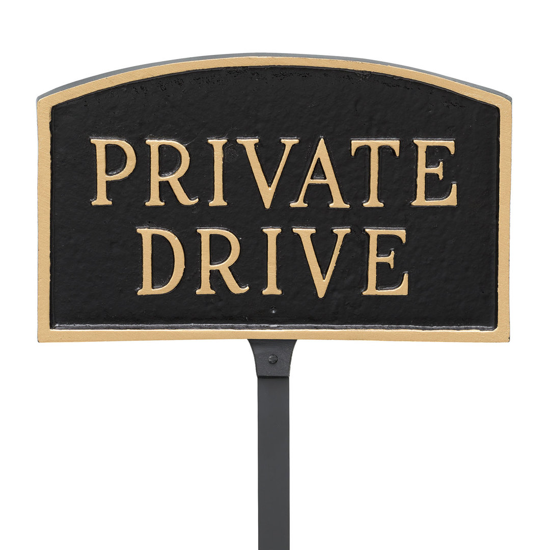Small Arch Private Drive Statement Plaque Sign with Lawn Stake Montague Metal Products Inc.