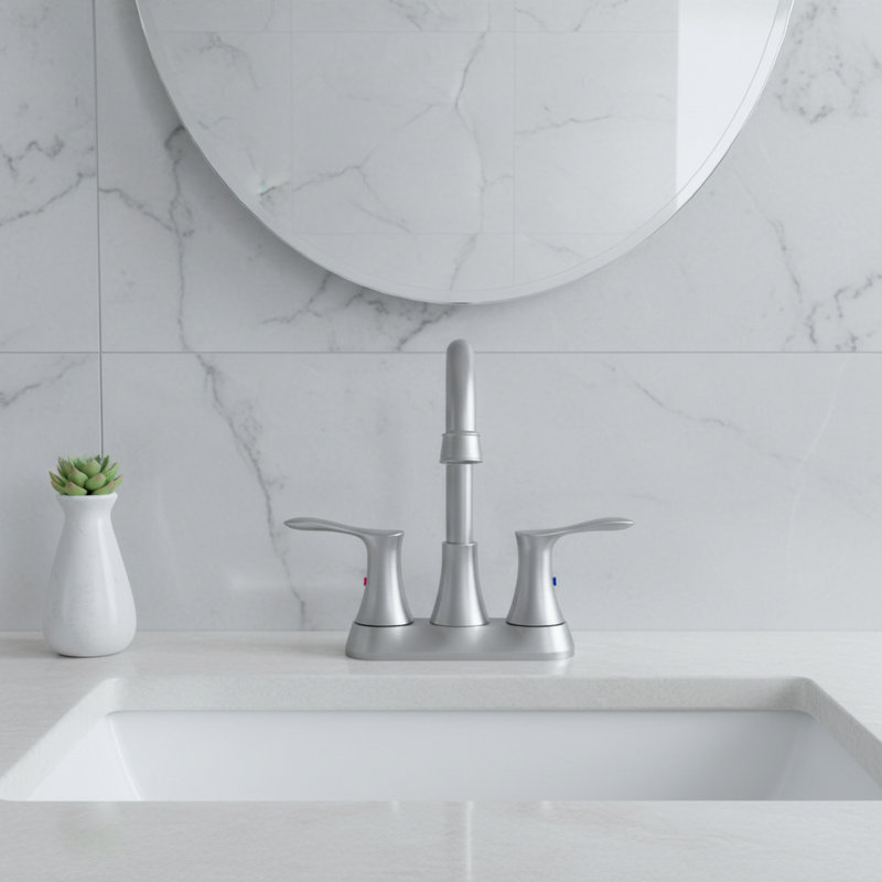 Double Handle Centerset Bathroom Faucet with Drain Assembly(Set of 2)