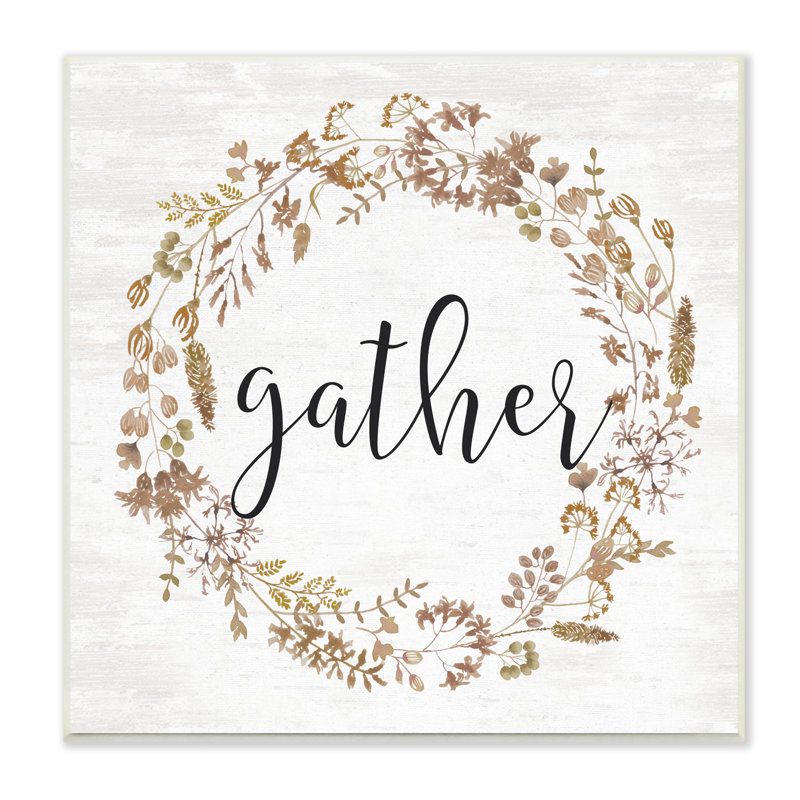 Rustic Gather Script, Plaque murale, H 12 po x l 12 po x P 0,5 po