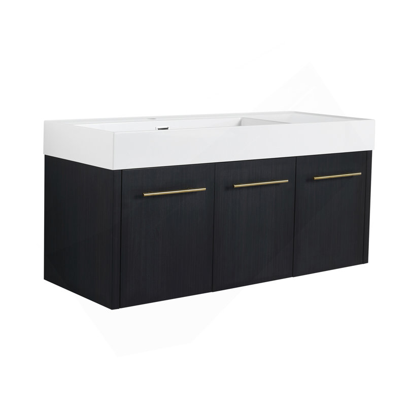 Meuble-lavabo mural 48 po avec lavabo, 47", Noir châtaignier, Gauche
