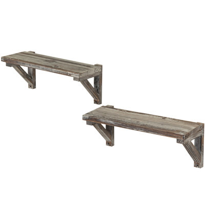 Abedin 2 Piece Fir Solid Wood Bracket Shelf