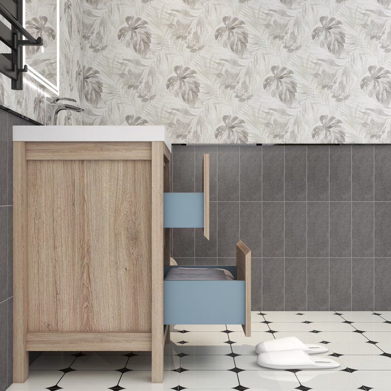 Meuble-lavabo simple 23,5 po avec plateau Laverock, Chêne blanc