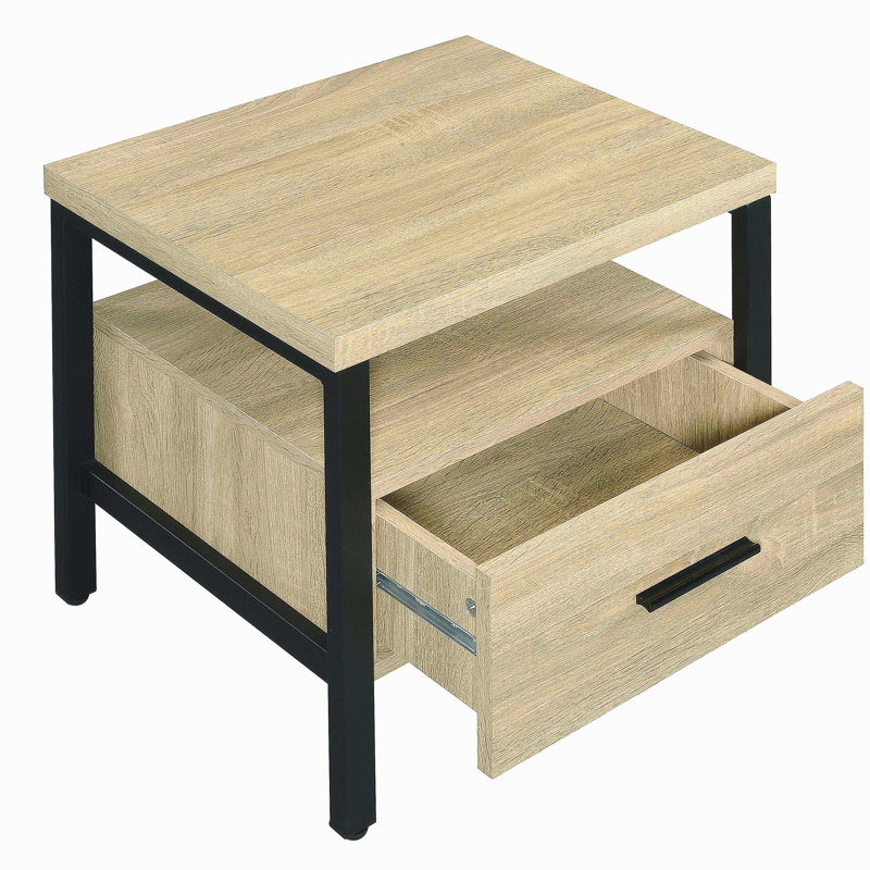 Yawan Oak & Black Finish Accent Table