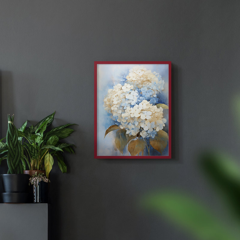 Série FLORAL Cxxviii - reproduction encadrée de qualité supérieure - prête à être accrochée - aucun clou requis, Rouge