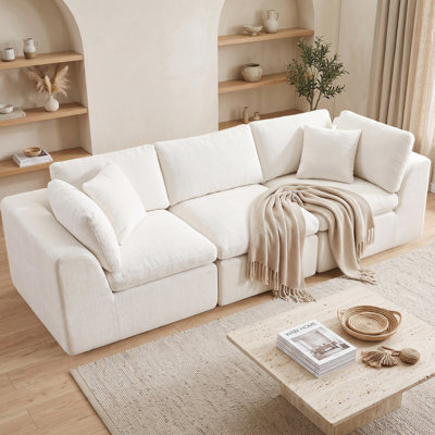 110" Boneless Modular Sectional Sofa, 3 Seat Chenille Couch for Living Room, No Assembly Required