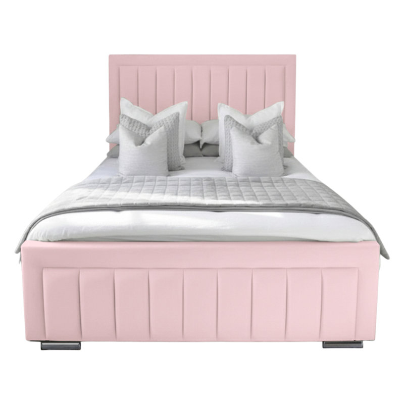 Abianna Upholstered Bed, Pink, Small Double (4')