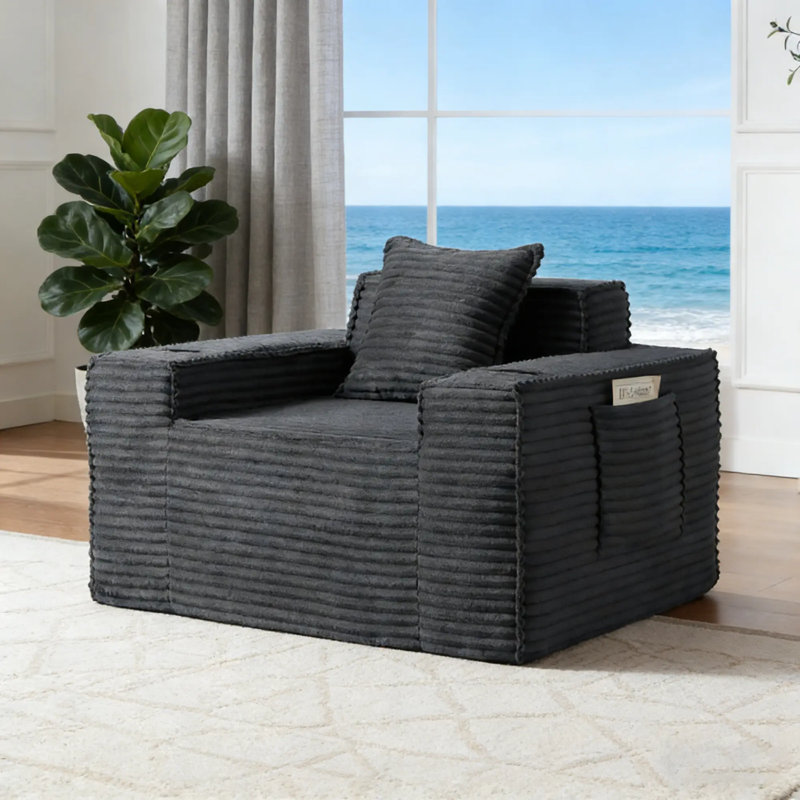 Canapé simple luxueux à support comprimé, Gris foncé