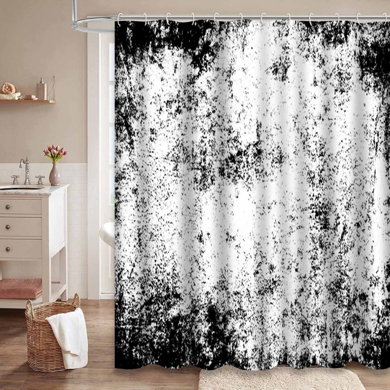 Vieille horreur en pierre noire et blanche avec 12 crochets Shabby Old Rustic, L 72 po x l 72 po