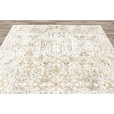 8'10''x11'10'' Wool Ivory Abstract Modern Rug