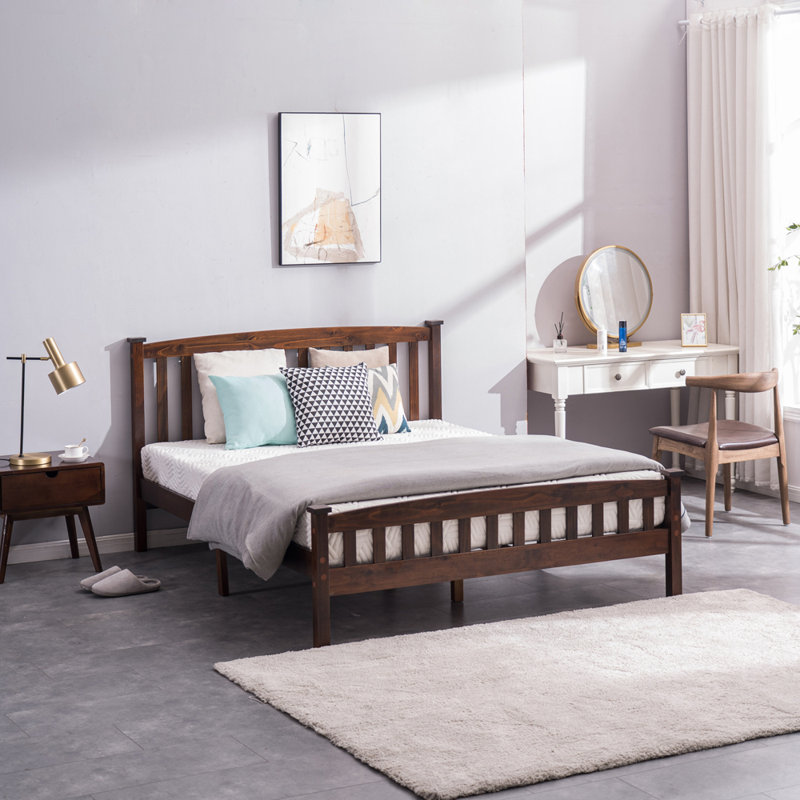 Lit plateforme en bois massif Loudoun, Double