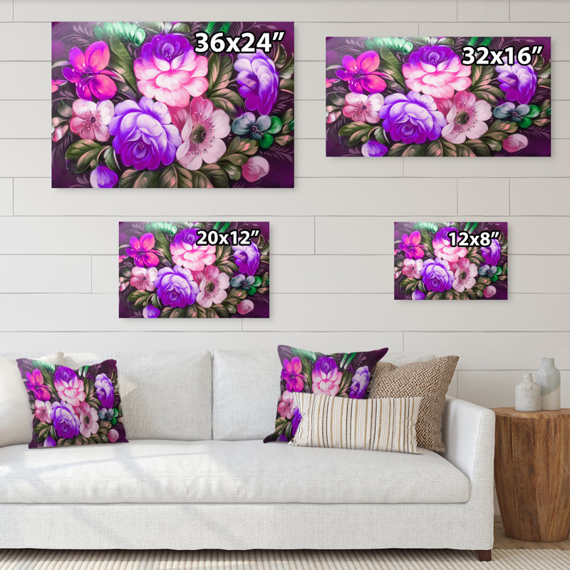 «Vibrant Purple and Pink Flower Still Life I», reproduction sur toile flottante, H 8 po x l 12 po x P 1 po, Toile tendue