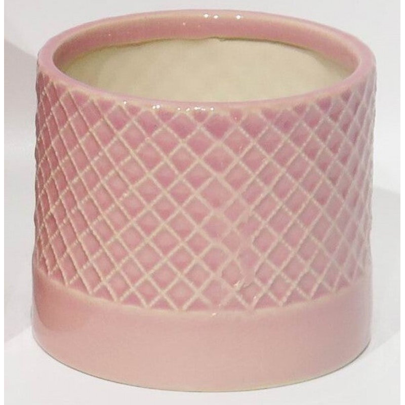 Pink Criss Cross Pattern Planter