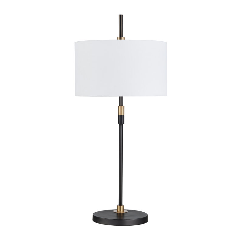 31.25" Metal Table Lamp With White Shade