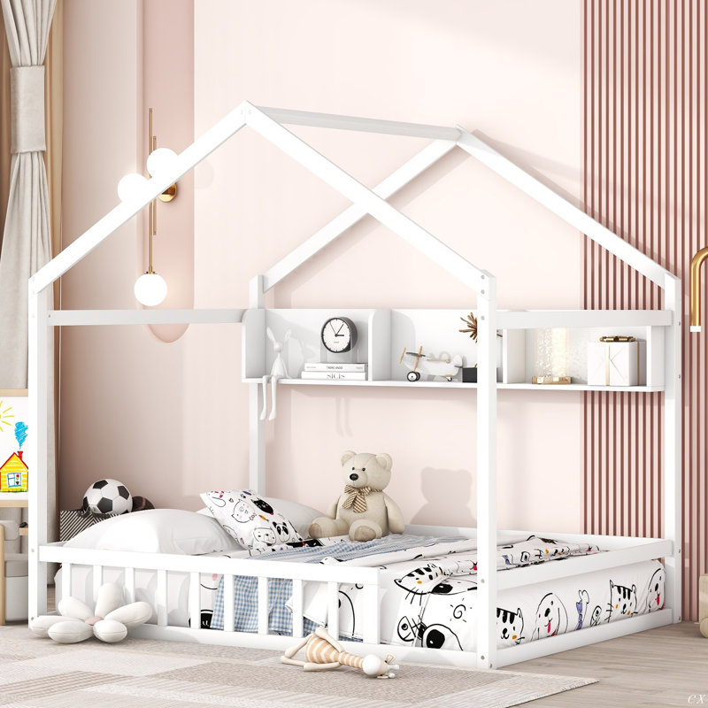 Lit plateforme, Blanc, Lit double
