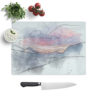 Glass Mountain View of Romania in Abstract Chopping Board