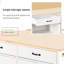 Chariot pour îlot de cuisine en bois massif blanc avec armoire à 4 portes avec tablettes, 2 tiroirs, porte-épices et porte-serviettes, roulettes verrouillables réglables-120266012-120266011