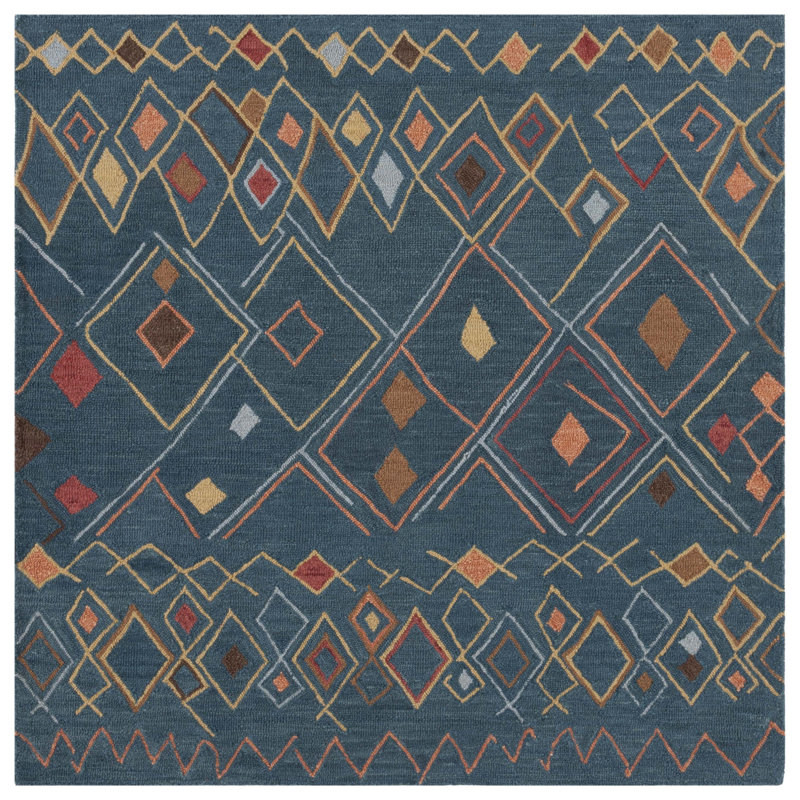 Renfrow Hand Hooked Wool And Cotton Southwestern Rug, Square 6'