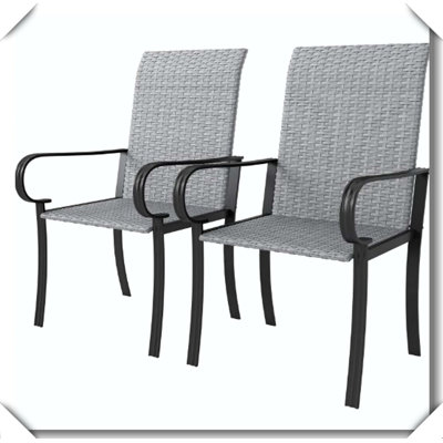 Wicker Dining Chair Armrest Highback Rust Resistant