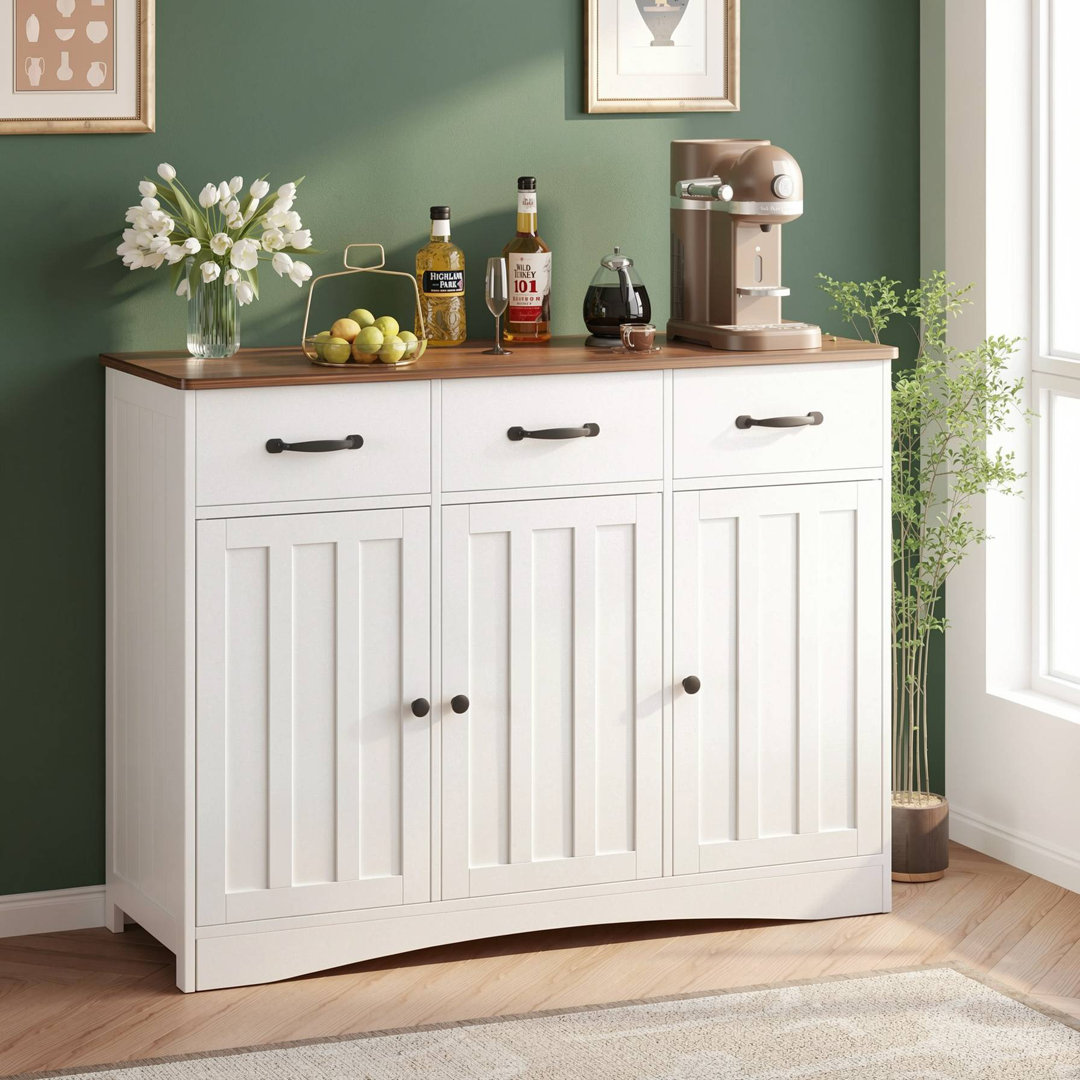Michaila 42.5″ Sideboard Cabinet with 3 Drawers and Adjustable Shelves for Dining Room or Kitchen Winston Porter
