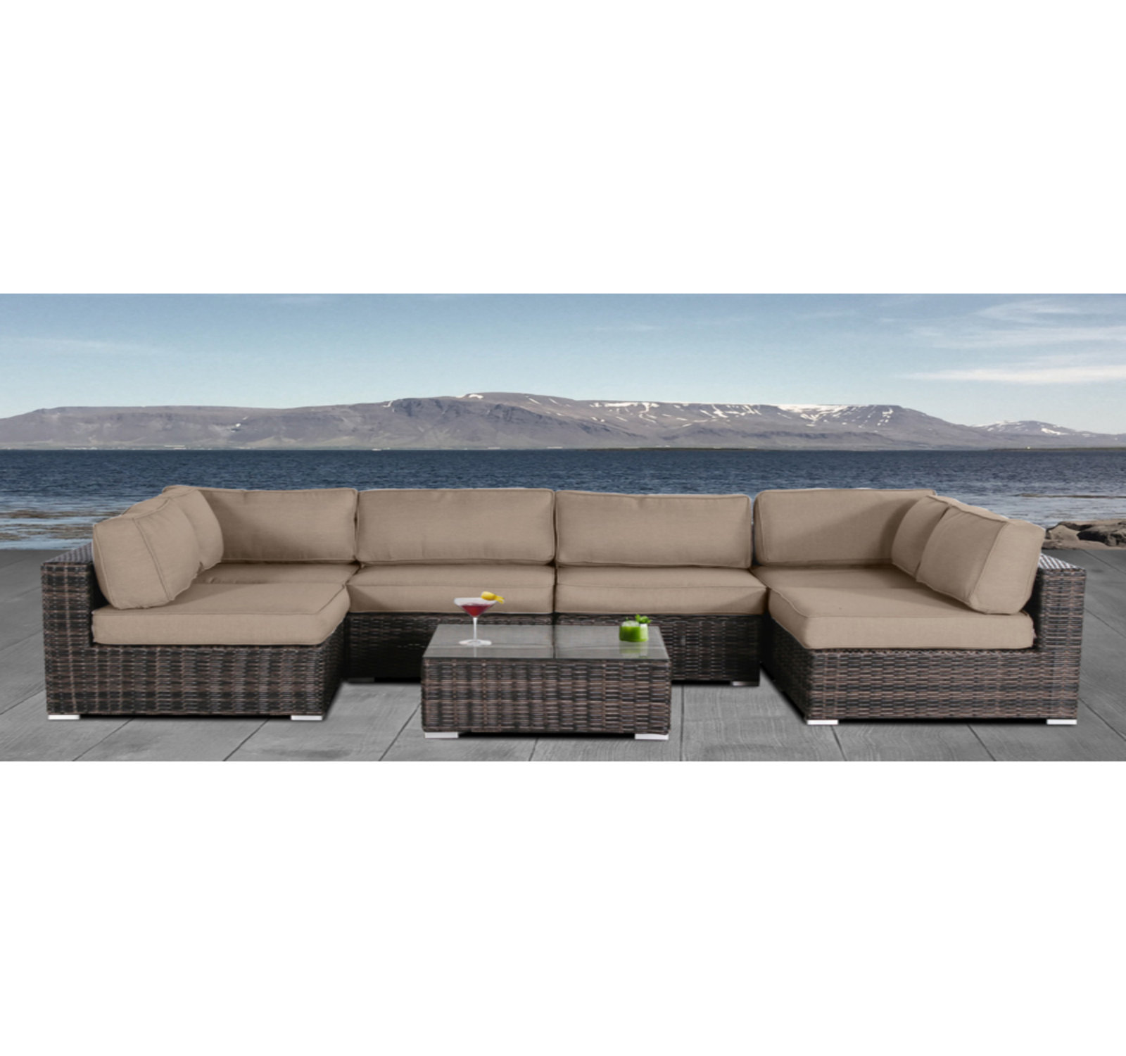 Lauderman 4-Person Sunbrella® Patio Seating Group, Heather Beige Sunbrella®