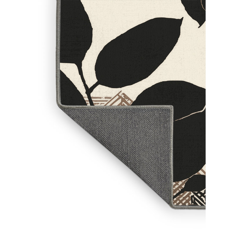 Soft Plush Temaraia Ginger Plant Global Inspired Geometric Area Rug in Brown – Grey Binding, 6x9